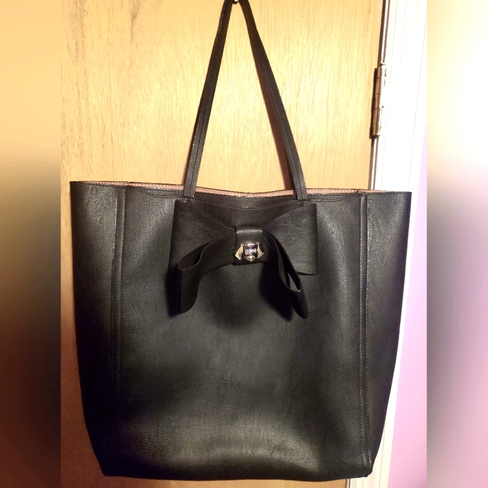 NWOT Black Betsey Johnson Tote Bag with Bow
